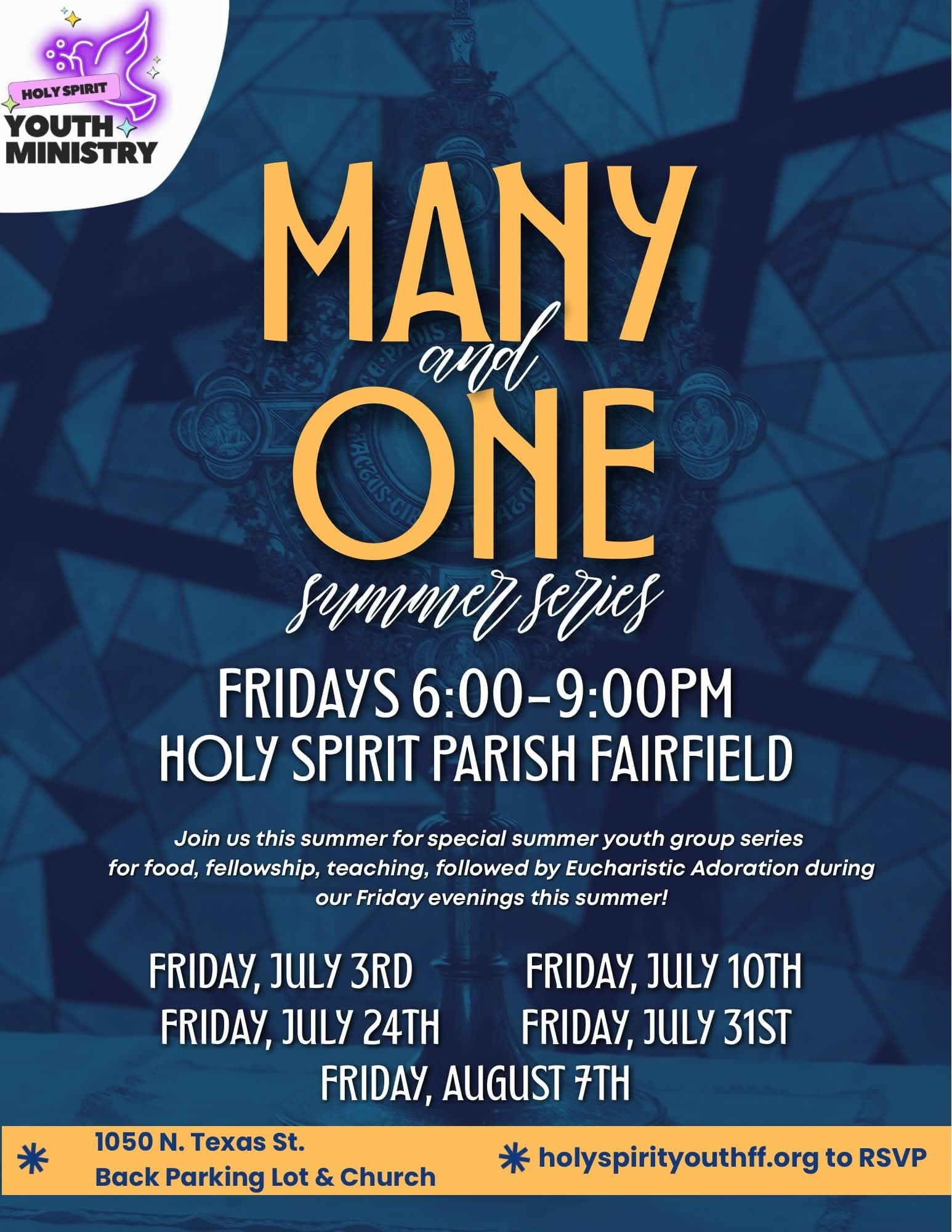 Many and One Summer Series flyer for Holy Spirit Youth Ministry